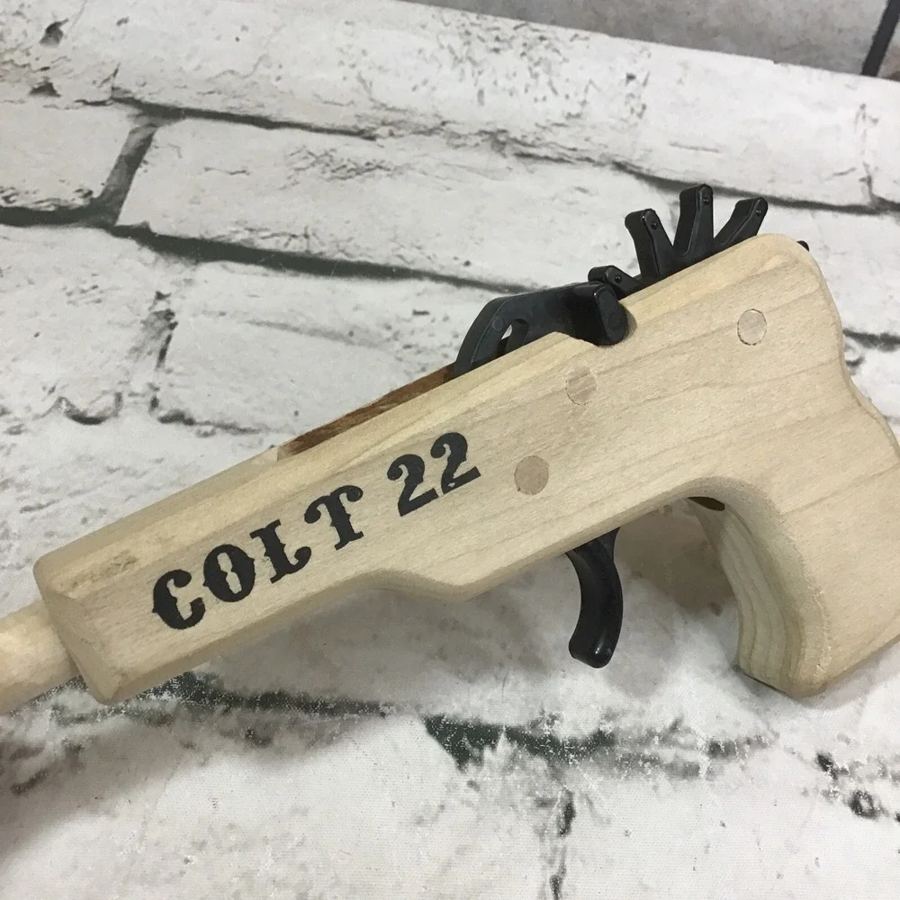 Magnum Enterprises Colt 22 Rubber Band Gun Wooden Toy Pistol Novelty